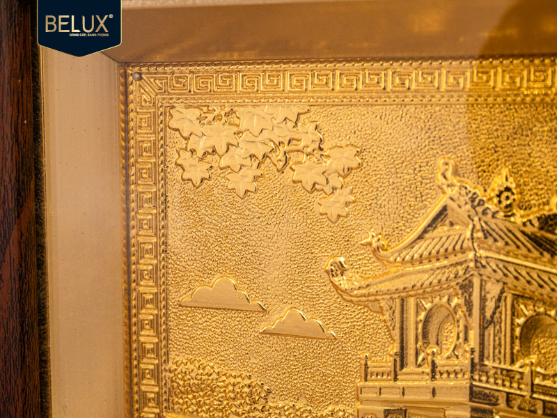 Tranh Khuê Văn Các bằng đồng&nbsp;mạ vàng 24k 25x20cm